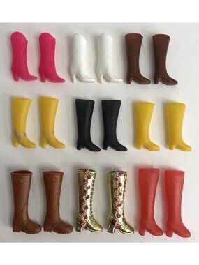 Vintage Barbie Boot Lot 9 Pairs Mixed Mattel & Clone Shoes